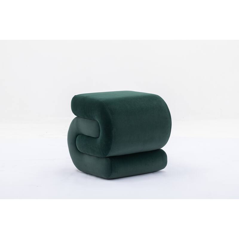 S-shape Velvet Fabric Ottoman Makeup Stool Footstool