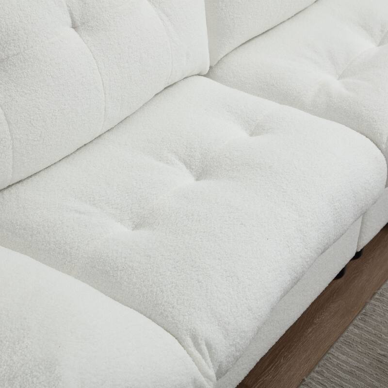 96.46'' Fabric 2 Seater Sofa Couch with Comfy Padded Design and Cloud Style, Plastic Feet, for Living Room and Apartment