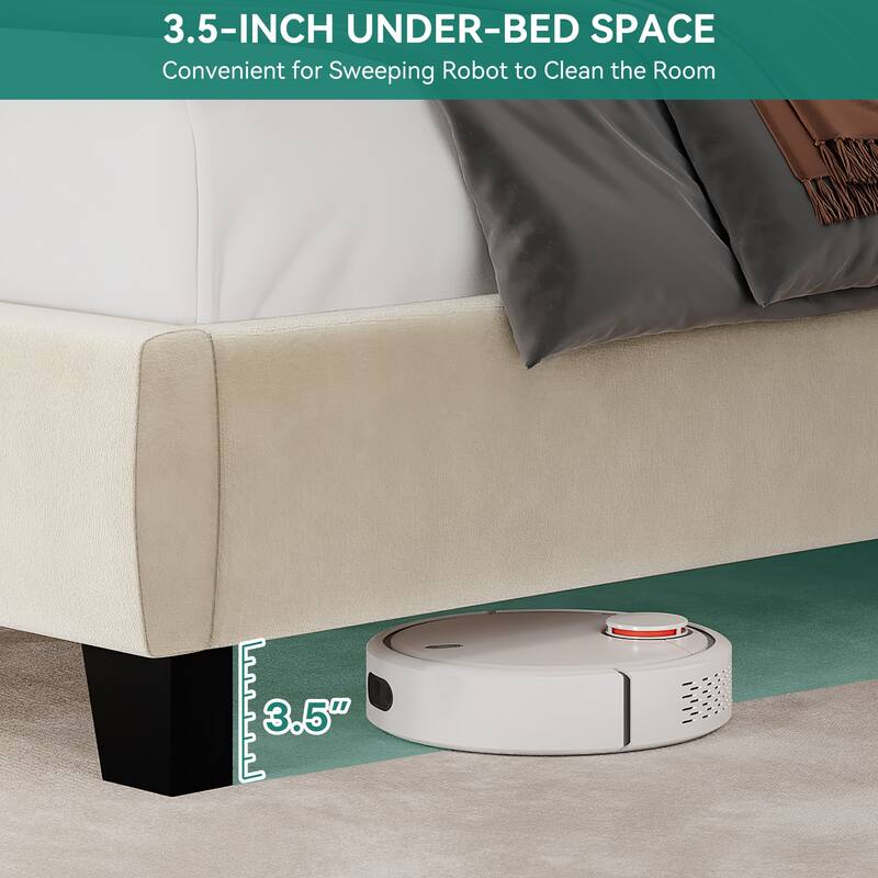 Moasis King Size Velvet Upholstered Bed Frame with Storage Headboard with USB Charging Stations