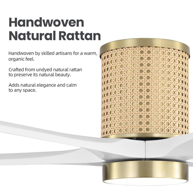 MLiAN 5 Solid Wood Blades Ceiling Fan with Lights Remote Control 6-Speed DC - 54''