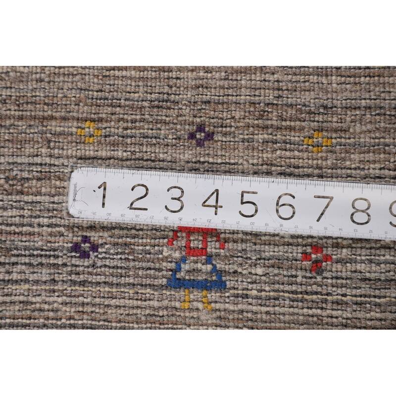 Striped Gabbeh Indian Area Rug Hand-Knotted Wool Carpet - 4'11" X 8'1"