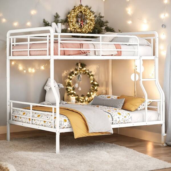 slide 2 of 18, Full XL Over Queen Metal Bunk Bed,2 In 1 Beds for Home White