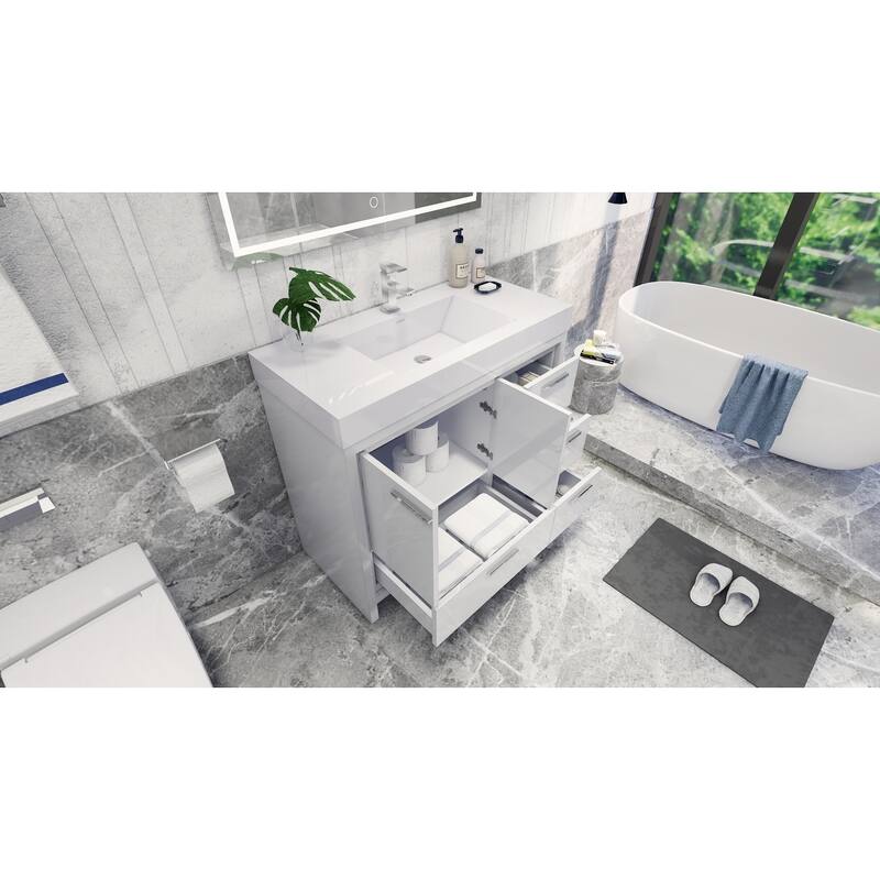 Dove 42'' Freestanding Vanity with Reinforced Acrylic Sink