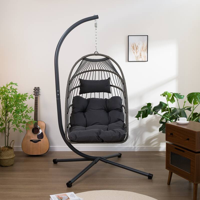 HDPE Egg Hanging Chair with Stand & Cushion