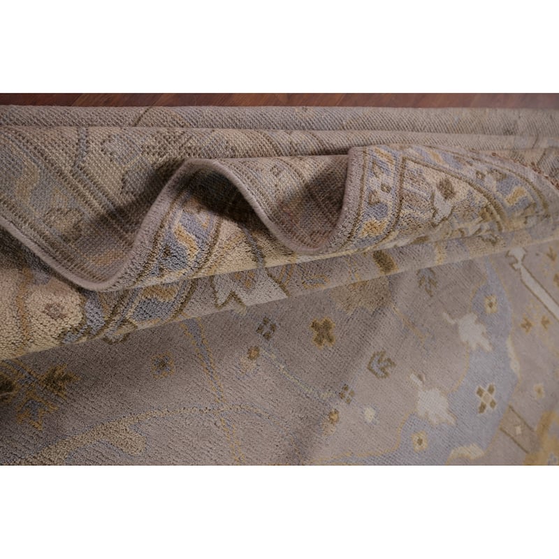 Earth Tone Oushak Indian Area Rug Handmade Transitional Wool Carpet - 8'0"x 9'9"