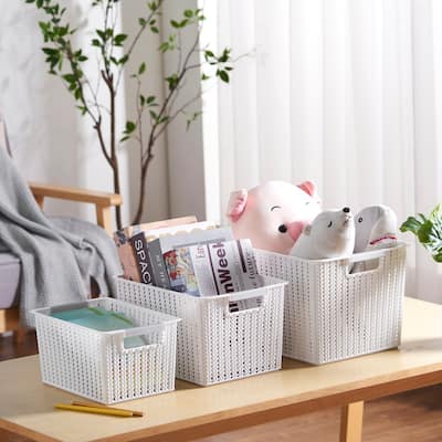 HANAMYA Storage Basket Organizer with Handle | Storage Bin, Set of 6
