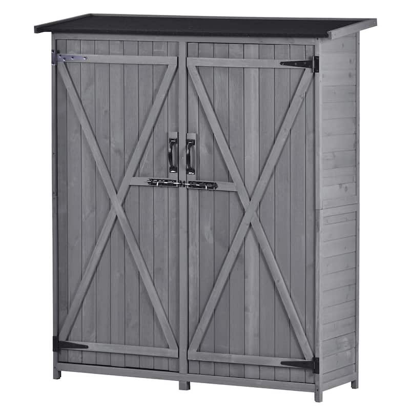 TOPMAX Outdoor 5.3ft Hx4.6ft L Wood Storage Shed Tool Organizer