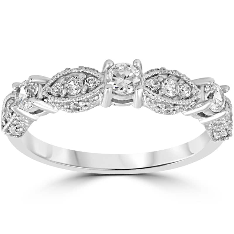 1/2 Ct Vintage Diamond Wedding Ring White Gold