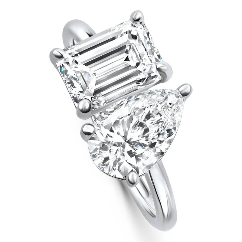 3.50Ct Moi Et Toi Diamond Ring Pear & Emerald Shape White Gold Lab Grown