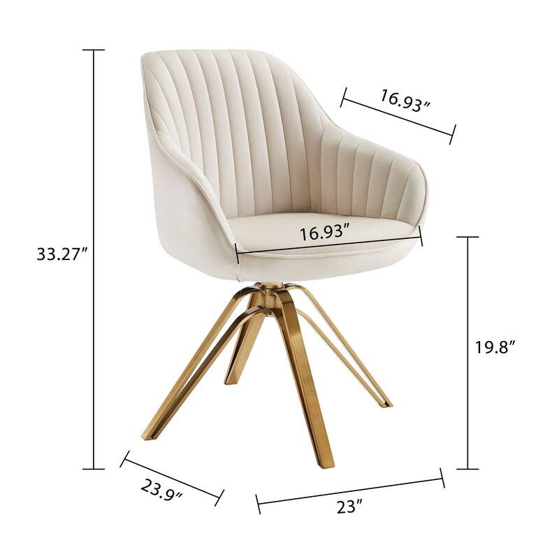 Art Leon Set of 2 Velvet Swivel Dining Chair with Golden Legs
