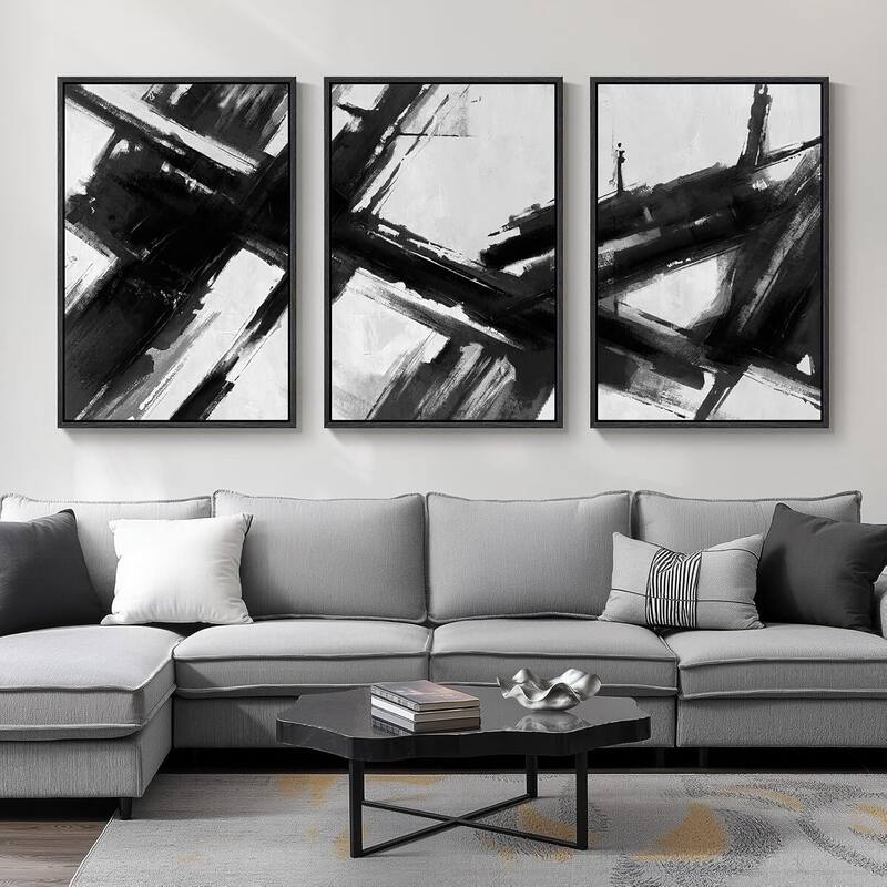 Black and White Abstract Canvas Wall Art - 24 x 36