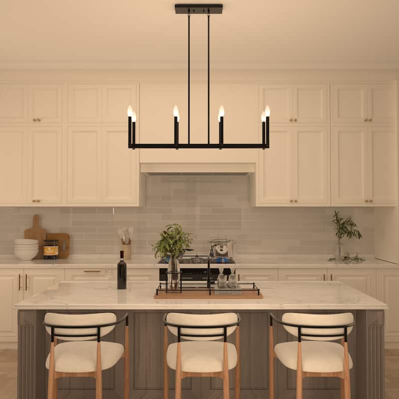 Acroma 8-lights 43.3In Dimmable Modern Gold Linear Chandelier for Dining Room - 8-light