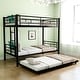 preview thumbnail 12 of 14, Black Twin over Twin Size Metal Heavy-duty Bunk Bed