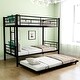 preview thumbnail 42 of 41, Metal Twin over Twin Bunk Bed with Trundle and Guardrail, Silver