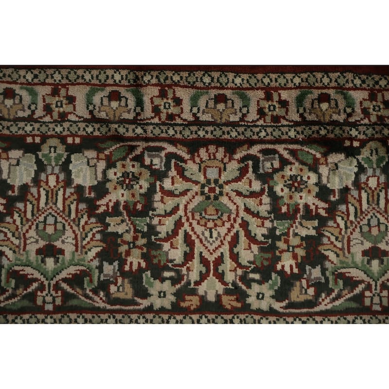 Hand Knotted Oriental Silk Carpet Traditional Floral Oranges & Rust Bokhara Area Rug - 12' 2'' X 8' 11''