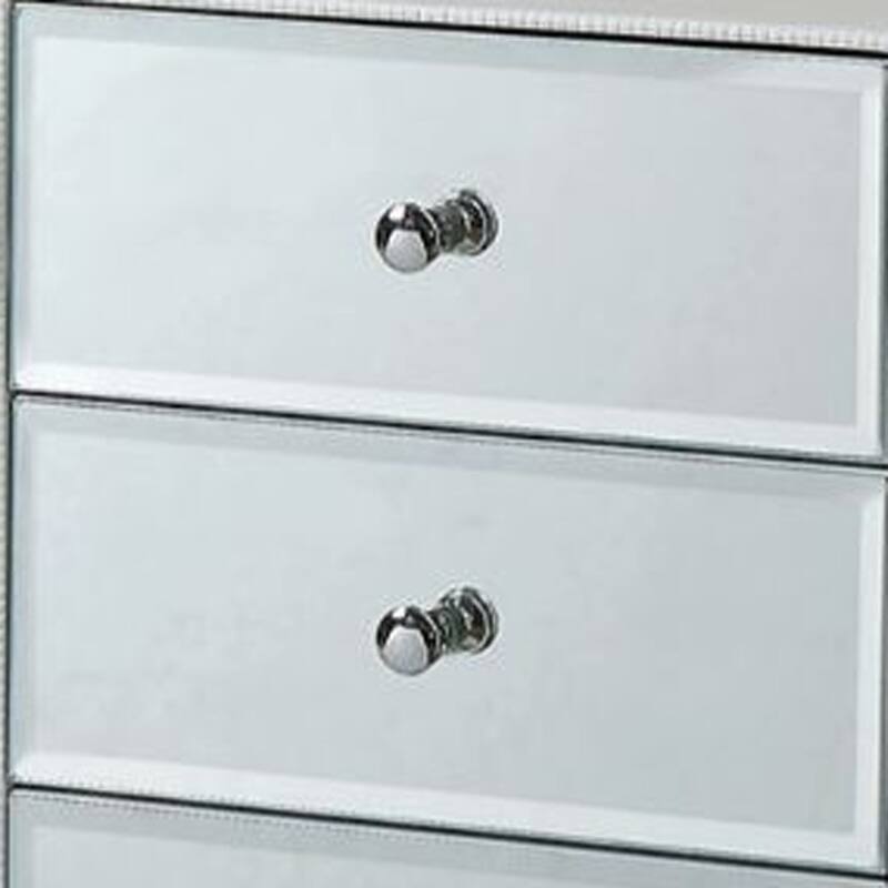 HomeRoots 38" White Six Drawer Wood and Mirrored Glass Jewelry Armoire
