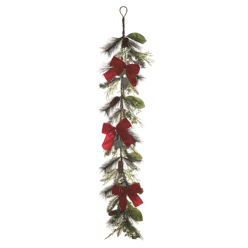 Transpac Artificial 60 in. Multicolor Christmas Bow Garland