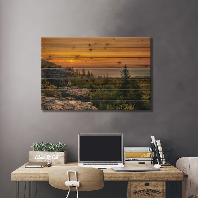 Bear Rocks Sunrise I Print On Wood by Jon Bilous - Multi-Color