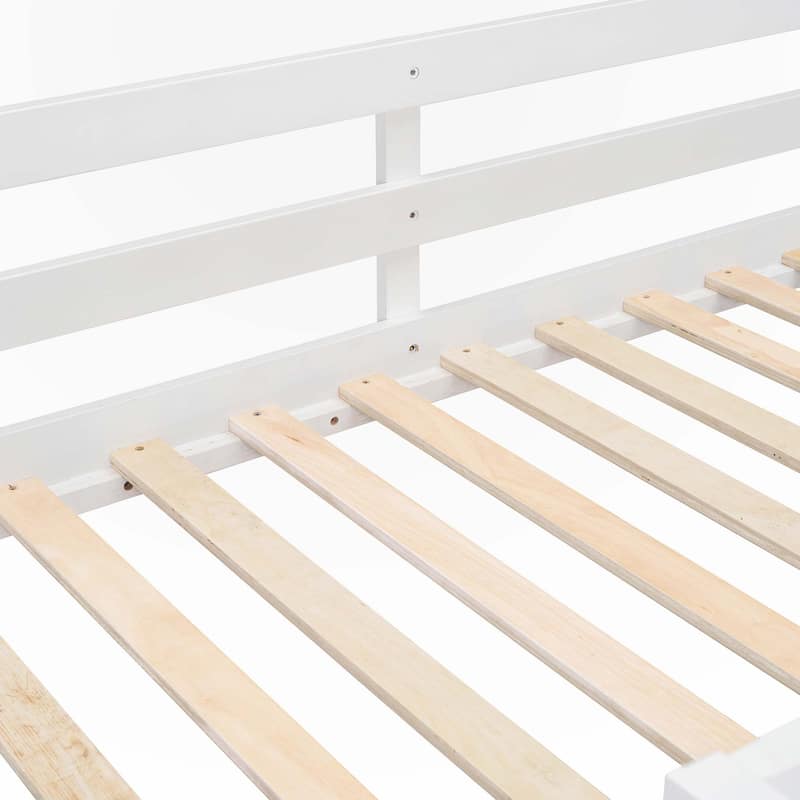 Full over Full Bunk Bed with 4 Drawers and 3 Shelves