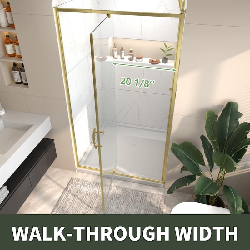 Modland 38-42"x71'' Adjustable Pivot Shower Door - Auto-Lift Hinge, Magnetic Seal, 5 Finishes for Uneven Walls - 42''x 71''