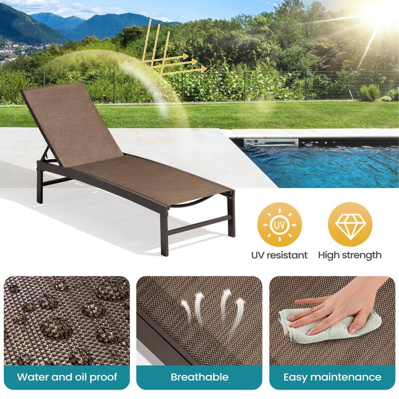 Pellebant Outdoor Adjustable Aluminum Chaise Lounge Chairs (Set of 4) - 23.43 " W x 42.63" D x 13.15" H