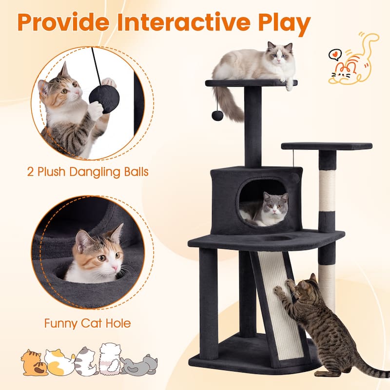 Gymax Cat Tree Multi-Level Cat Tower w/ Top Perches & Cozy Condo