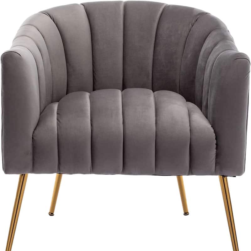 SEYNAR Modern Glam Velvet Accent Vanity Chair with Golden Metal Legs for Living Room