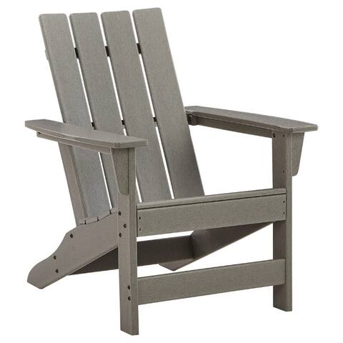 Adirondack Chair with Plastic Frame and Slatted Design, Gray