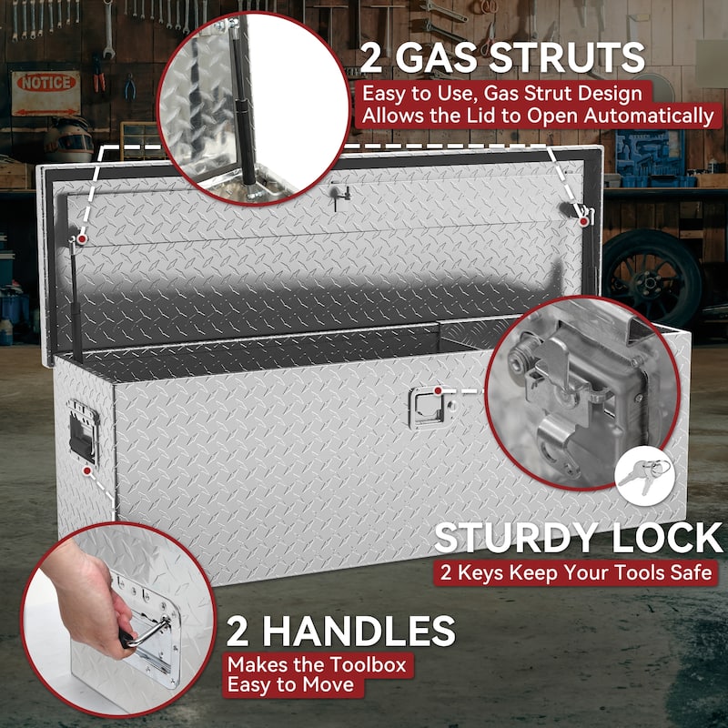 Moasis 49" Aluminum Tool Box Diamond Plate Chest Box