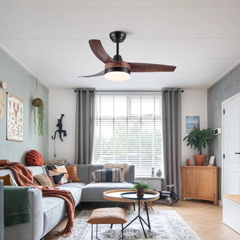 42 in.Modern Farmhouse Distressed Wood Ceiling Fan with LED Light and Remote Control - 42 inches