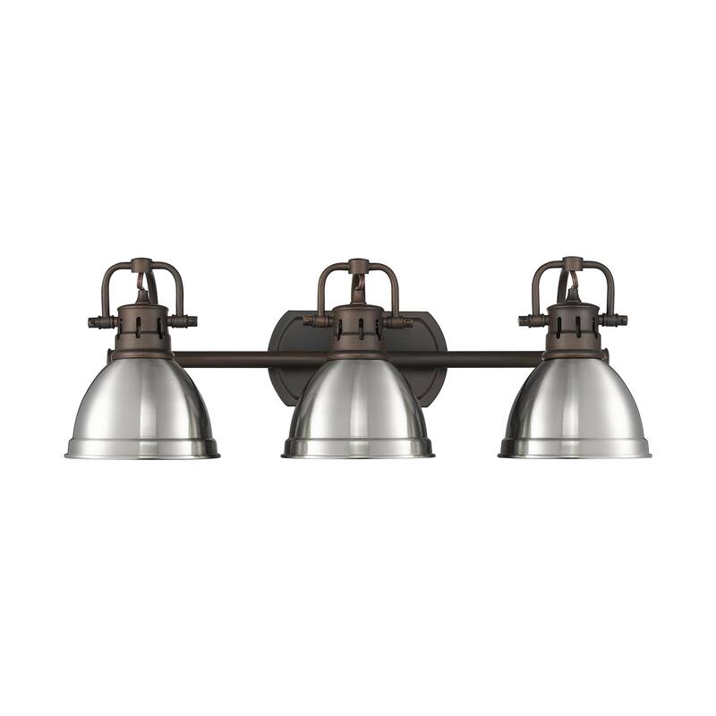 Yep by Golden Lighting Duncan 3-light Vanity in Rubbed Bronze and Pewter shade