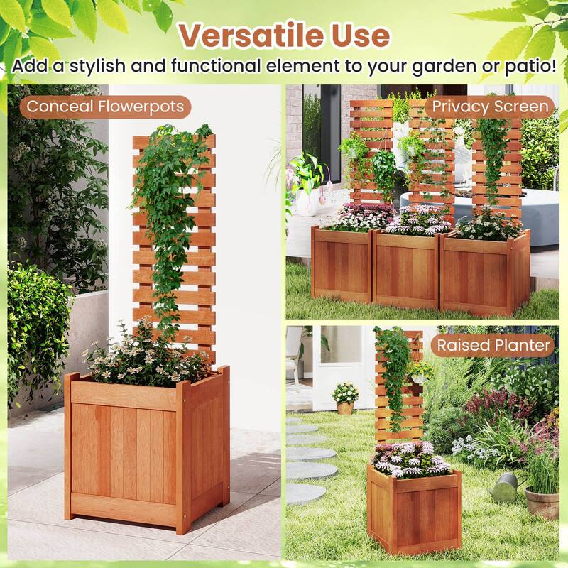 Costway 1/2 PCS Wooden Raised Garden Bed Elevated Patio Yard Planter