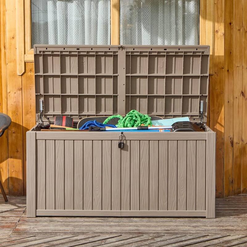 Momei 180 Gallons Large Resin Water Resistant Patio Storage Box