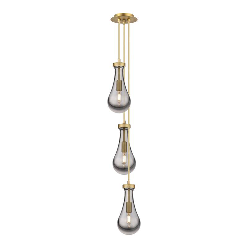 Innovations Lighting Malone - 6 Light 6" Cord Hung Multi Pendant - 6" Canopy - Striped Clear/Brushed Brass