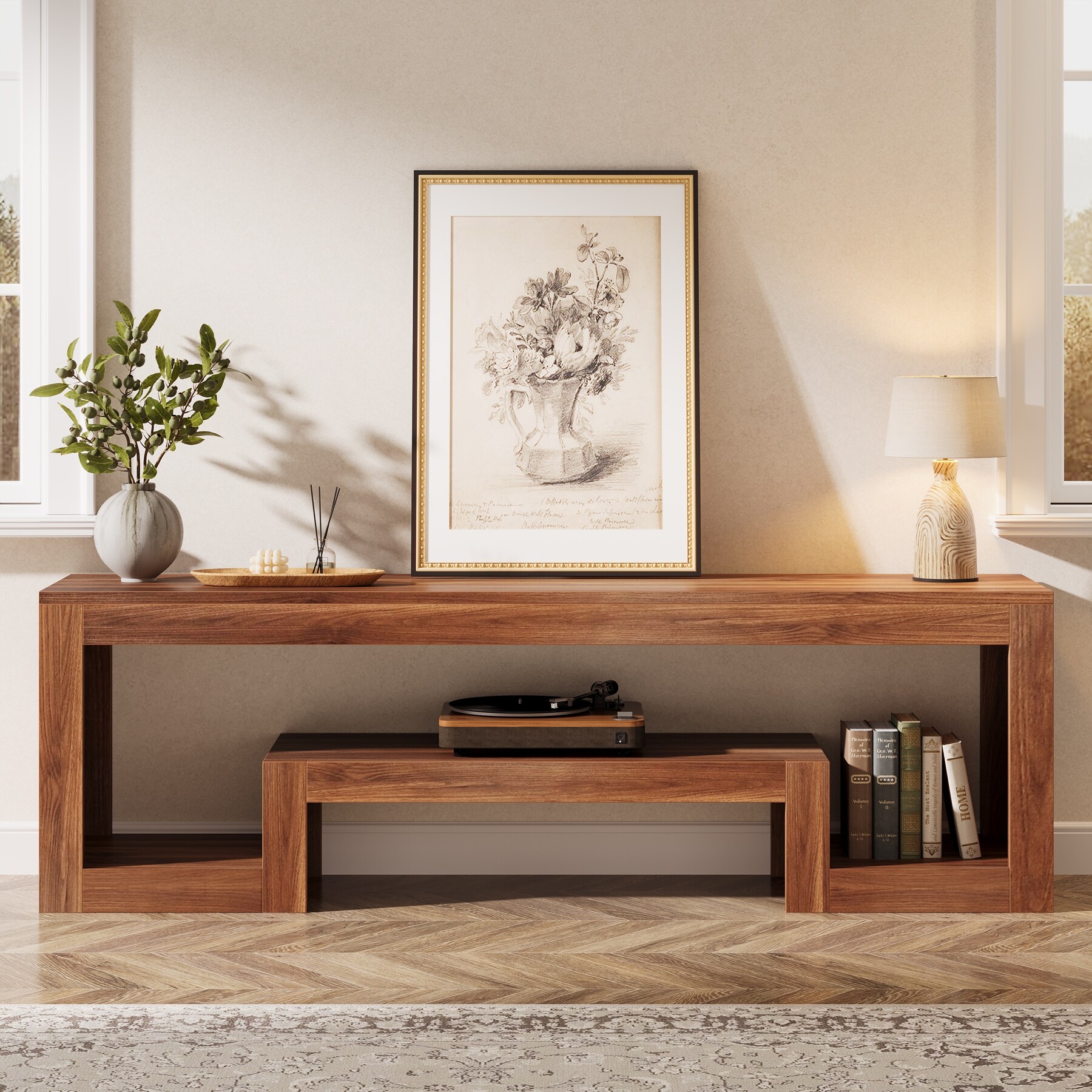 63-Inch TV Stand for 55/60/65-Inch TVs, Farmhouse Entertainment