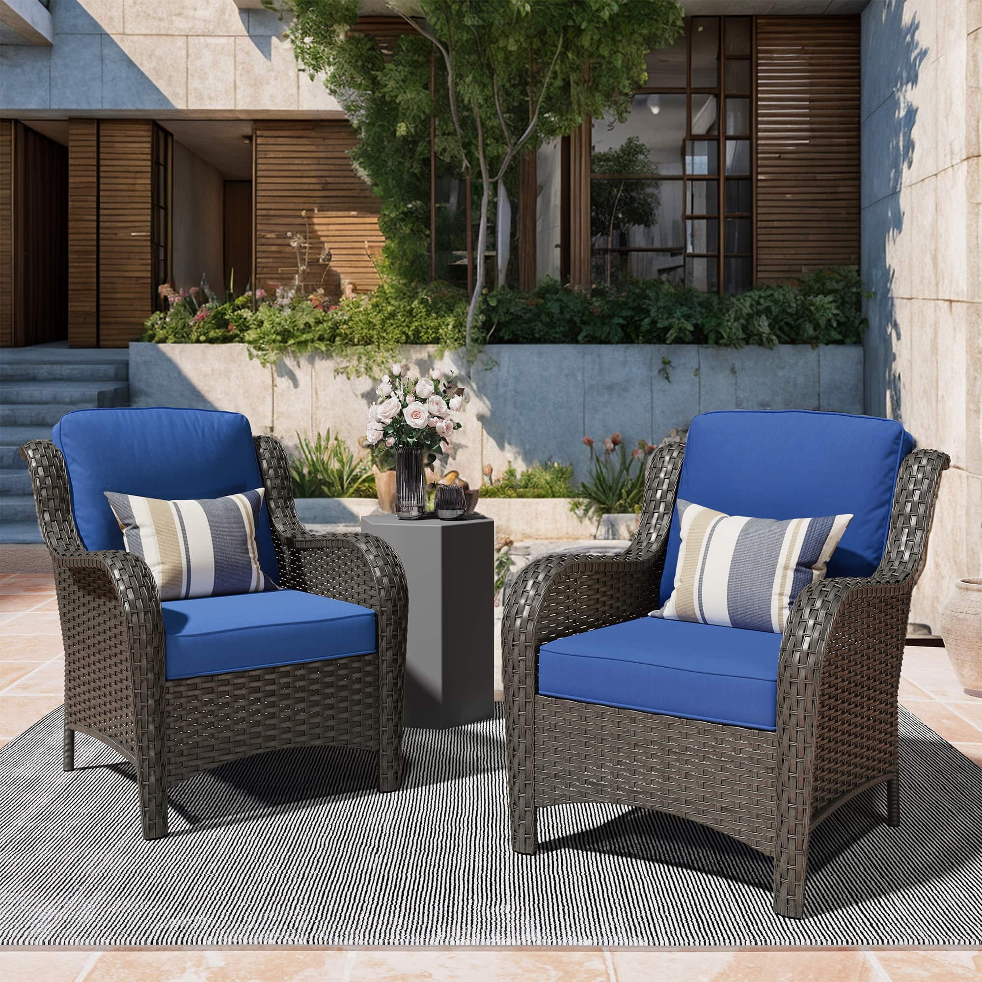 Option Navy Blue-Brown Wicker