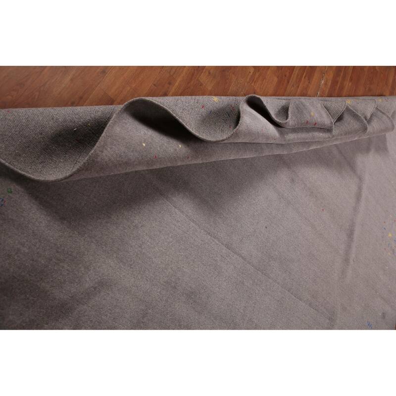 Gray Gabbeh Oriental Hand-Knotted Tribal Wool Carpet - 9'2" x 11'9"