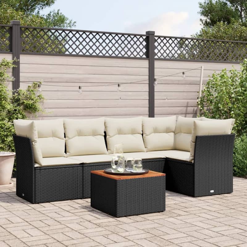 vidaXL Garden Sofa Set Black - 24.4 x 24.4 x 27.2 - Black and cream Large  - form1
