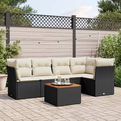 vidaXL Garden Sofa Set Black - 24.4 x 24.4 x 27.2