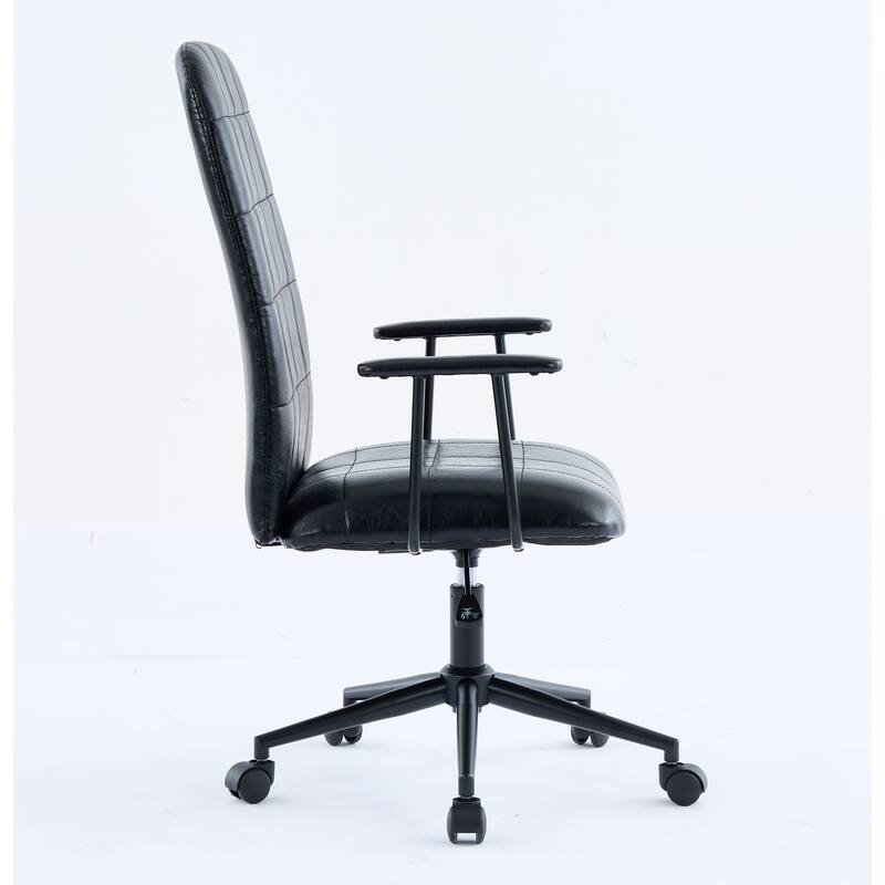 PU leather office chair, with armrest, high backrest, soft foam seating, 360 degree swivel, adjustable gaslift