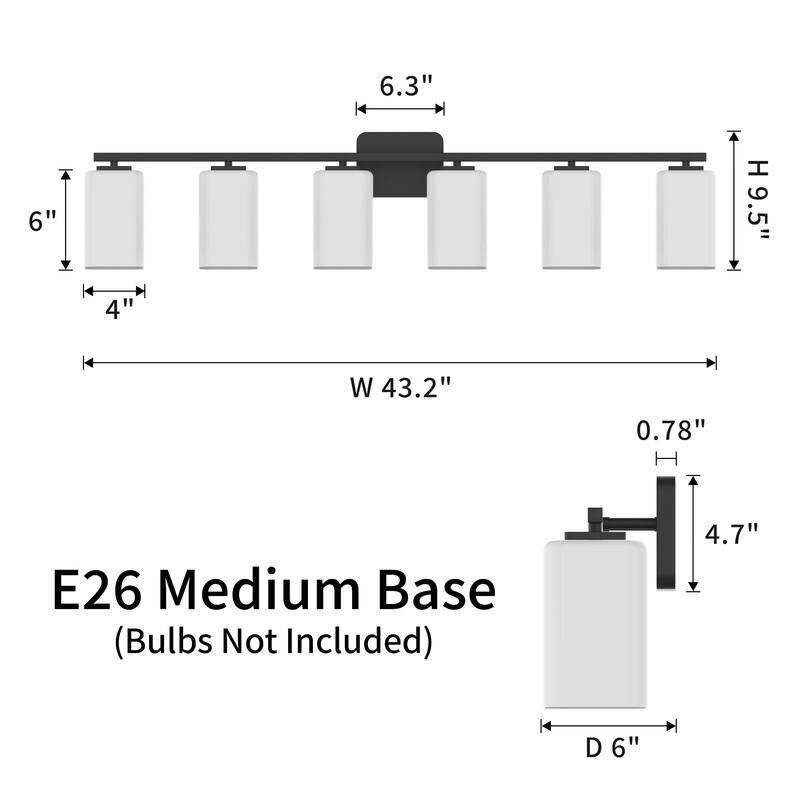 KAWOTI Modern & Contemporary Vanity Light with Frosted Glass Shade