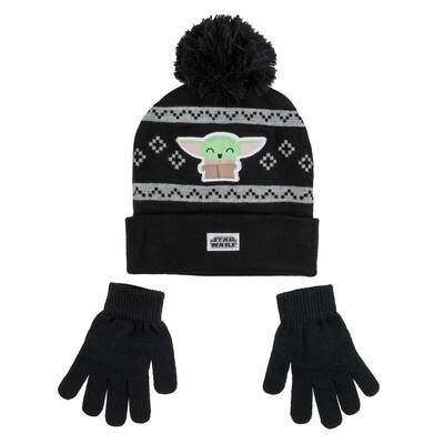 Star Wars Boys The Mandalorian Chibi Baby Yoda Beanie And Gloves Set Youth OSFM