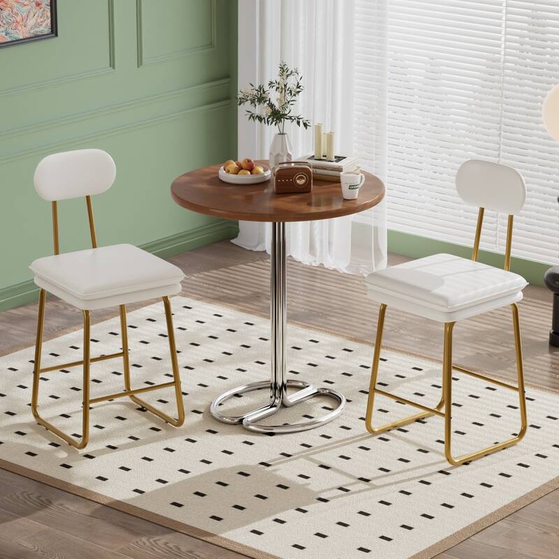 VECELO PU Leather Dining Chairs Set of 2/4/6 Modern Kitchen Island Stools with Backrest & Footrest Counter Height Bar Stools