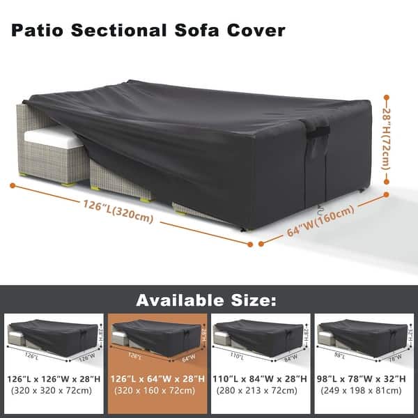 dimension image slide 2 of 4, Waterproof Patio Furniture Set Cover Outdoor Sectional Sofa Cover