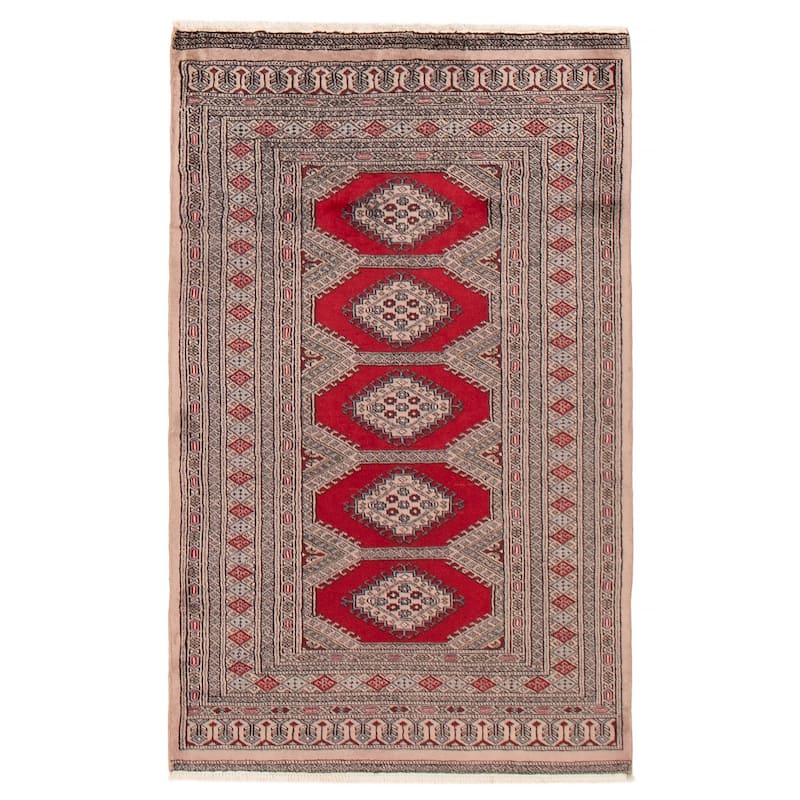 ECARPETGALLERY Hand-knotted Finest Peshawar Bokhara Red Wool Rug - 3'1 x 5'0 - Red - 3'1 x 5'0