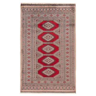 ECARPETGALLERY Hand-knotted Finest Peshawar Bokhara Red Wool Rug - 3'1 x 5'0