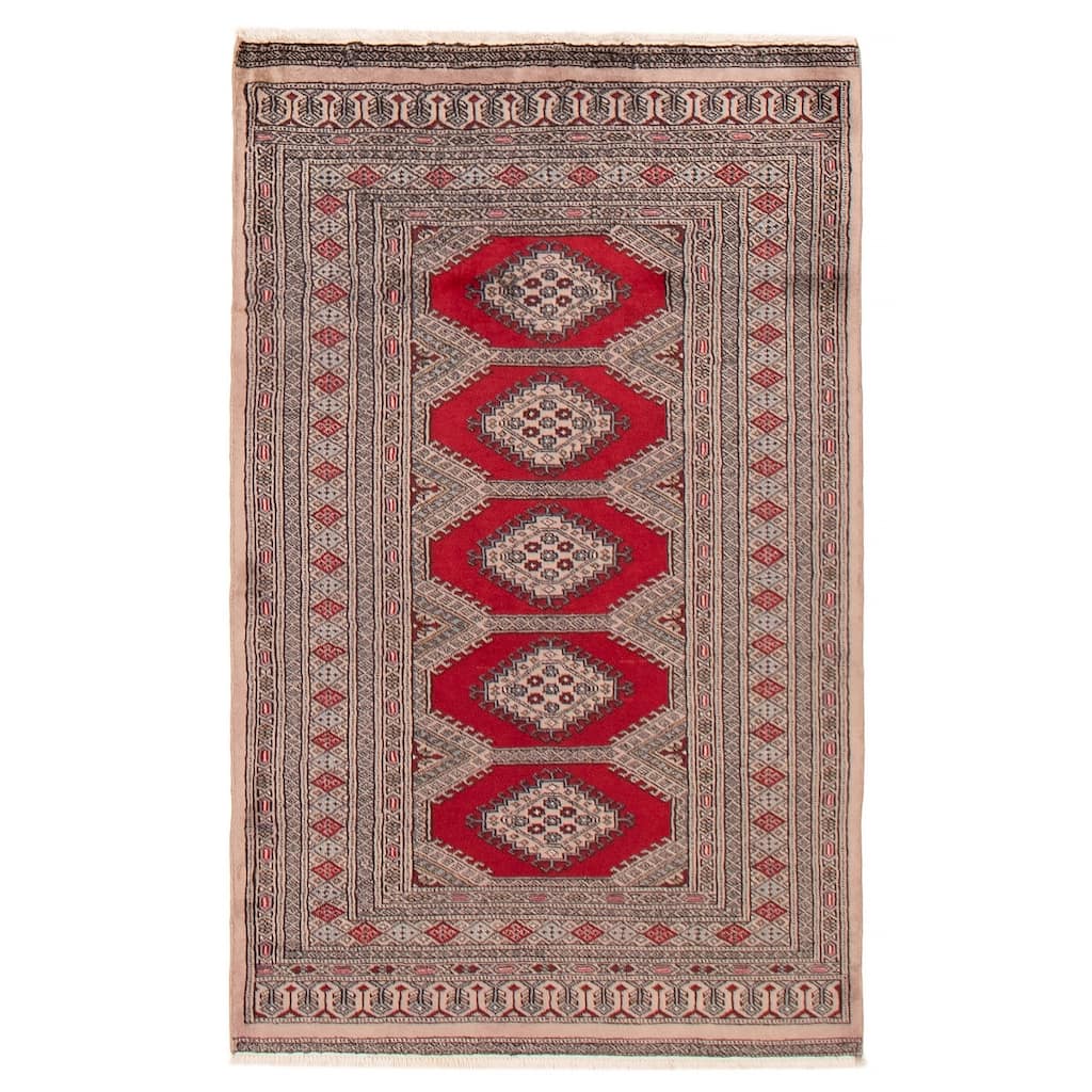 ECARPETGALLERY Hand-knotted Finest Peshawar Bokhara Red Wool Rug - 3'1 x 5'0