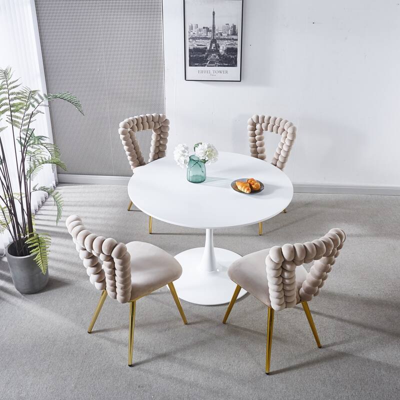 Modern 22.04" Accent Chairs with Iron Tube Legs and Comfortable Backrest (Set of 4)