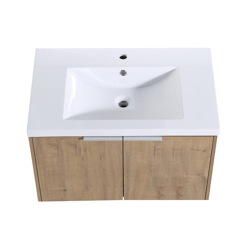 24x18 Floating Bathroom Cabinet with Sink, Soft-Close Doors & Metal Handles, Ideal for Small Bathrooms