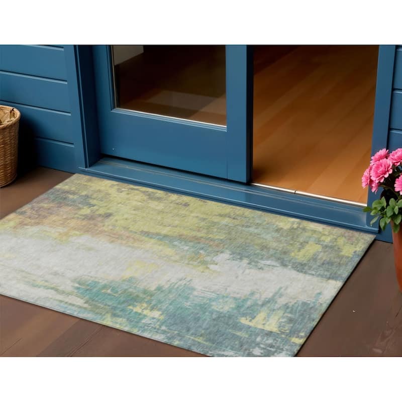 HomeRoots Abstract Transitional Rectangle Outdoor Rug - 3' x 5'